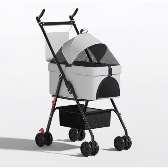 Compact Foldable Pet Stroller, Retractable Luxury Trolley for Small & Medium Dogs and Cats        把这个句子翻译成日语 把这个句子翻译成法语 把这个句子翻译成韩语