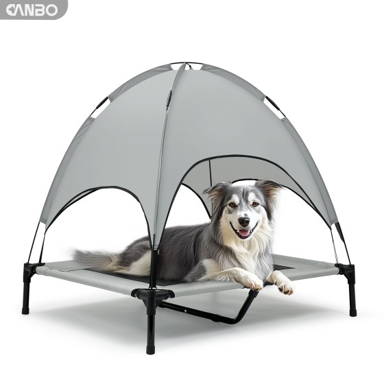 Summer Sunshade Outdoor Large and Medium-Sized Dog Bed with High Load-Bearing Canopy, Elevated Dog Bed Tent, Pet Cot