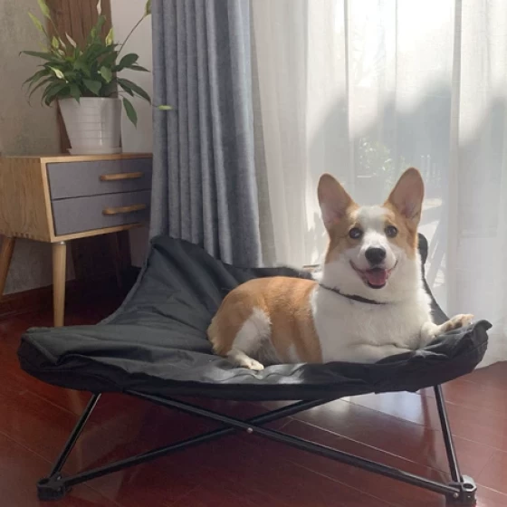 Autumn and winter Japanese and Korean elevated dog bed, iron pipe dog kennel, detachable and washable, outdoor floral pattern dog pet cot